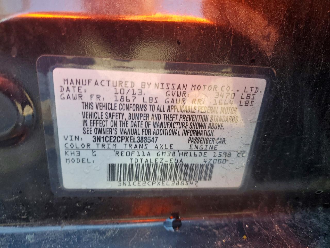 2014 NISSAN VERSA NOTE SV photo 12