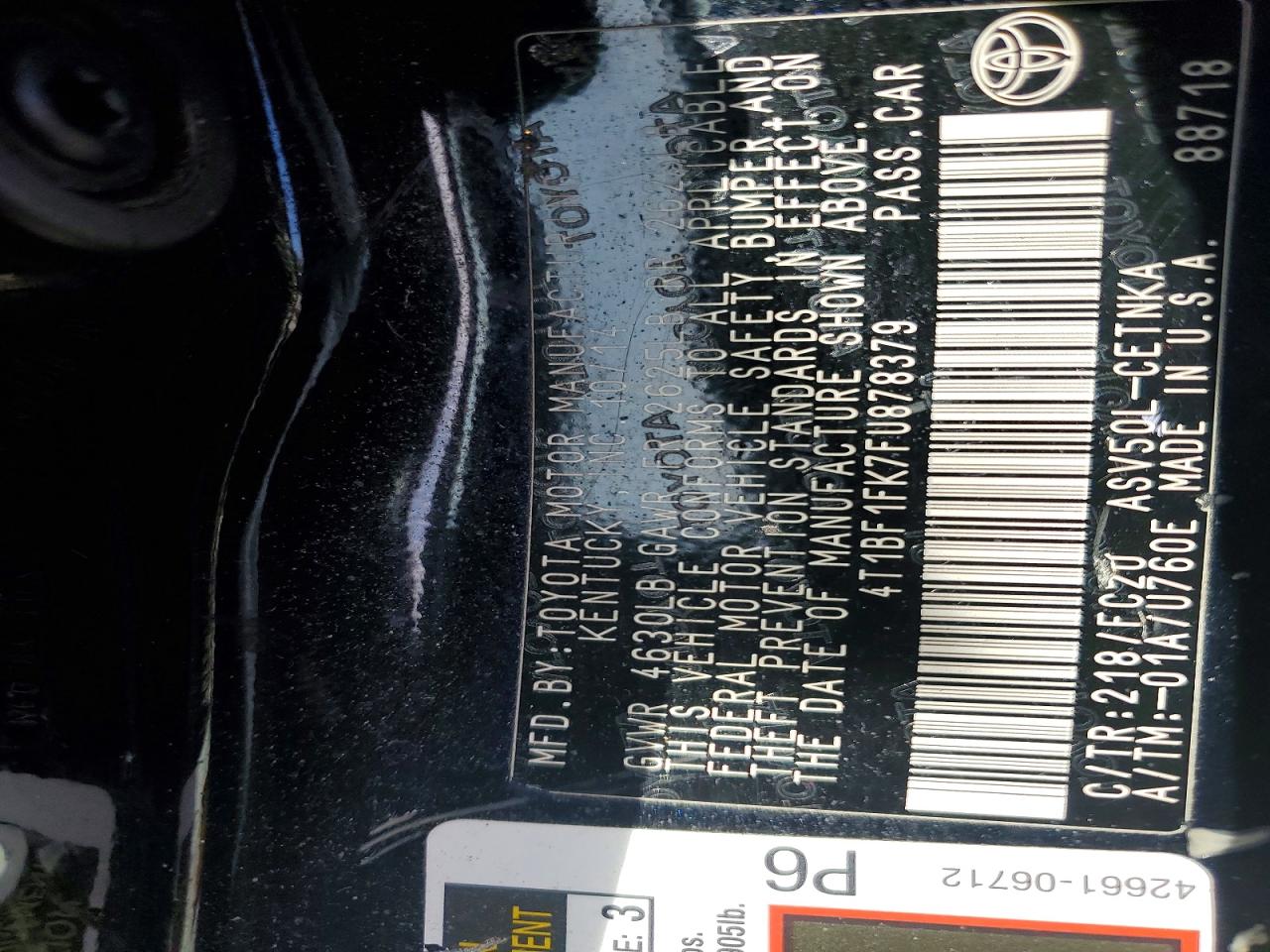 2015 TOYOTA CAMRY LE photo 12