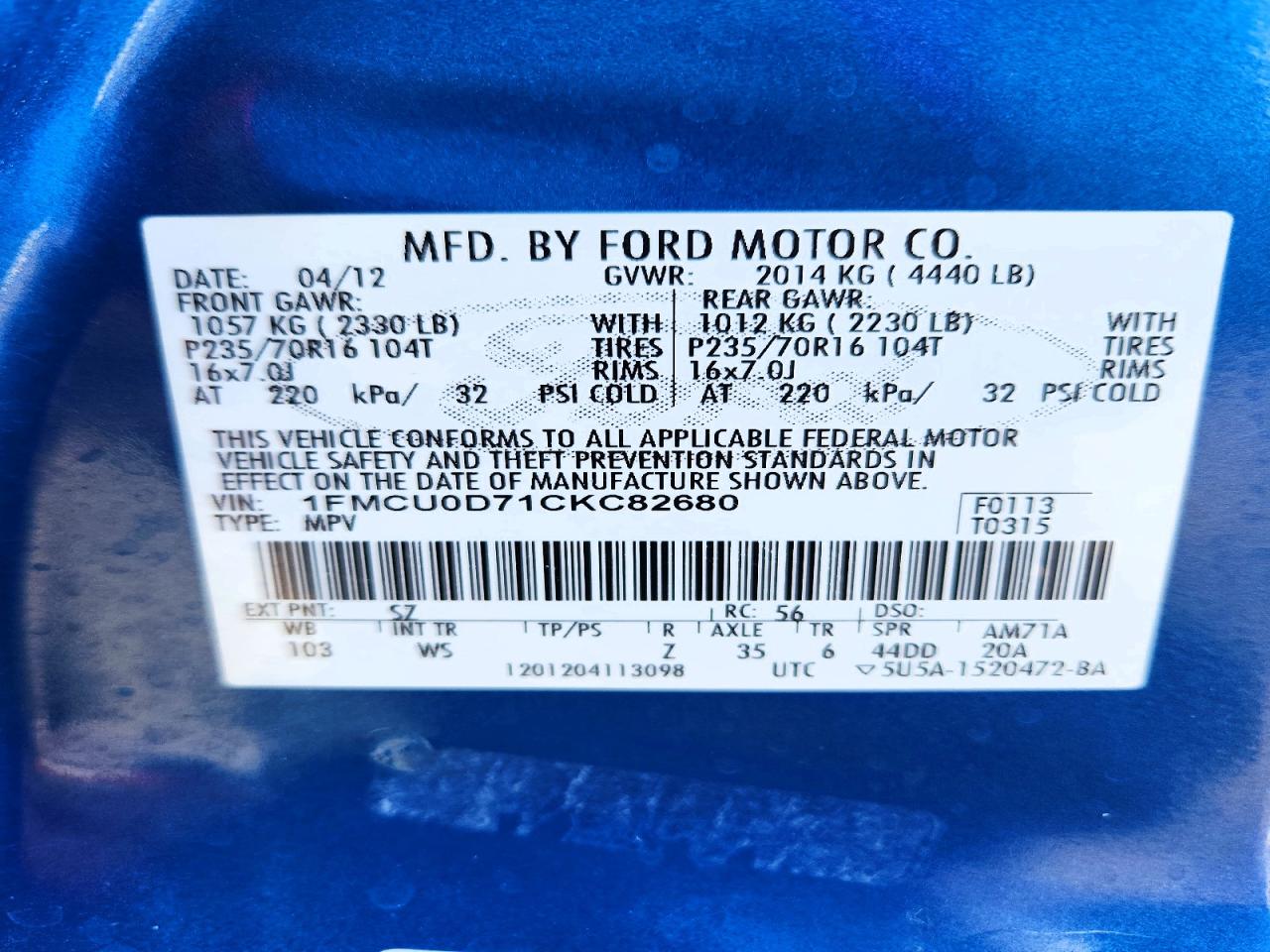 2012 FORD ESCAPE XLT photo 13
