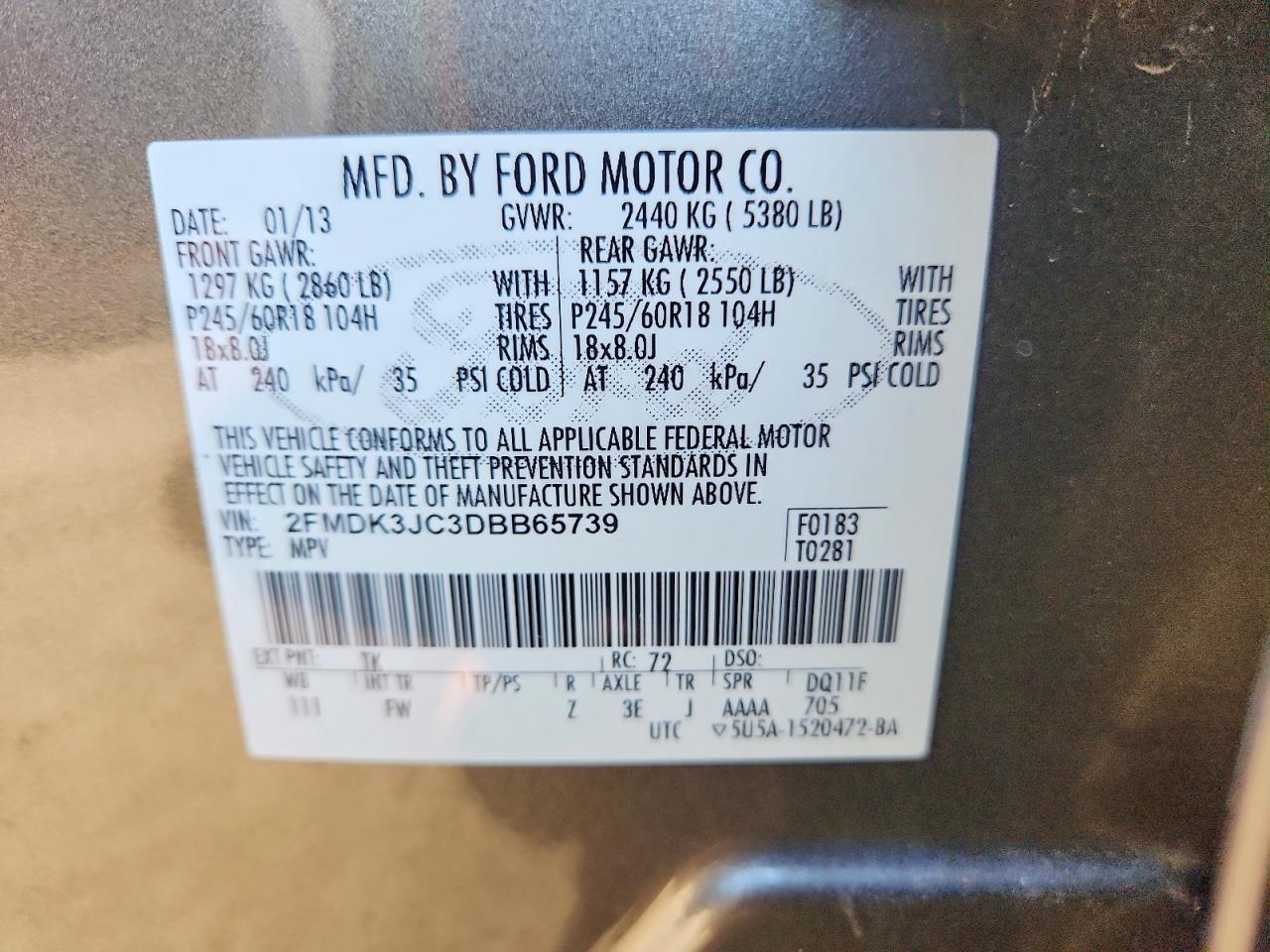 2013 FORD EDGE SEL photo 13