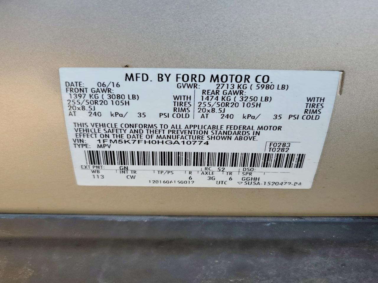 2017 FORD EXPLORER LIMITED photo 13