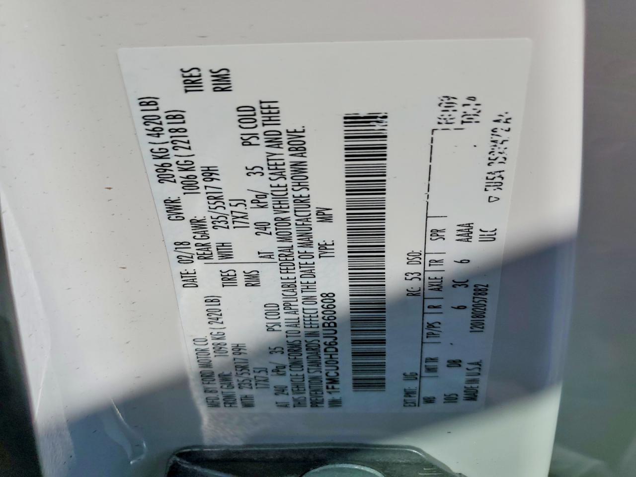2018 FORD ESCAPE SEL photo 13