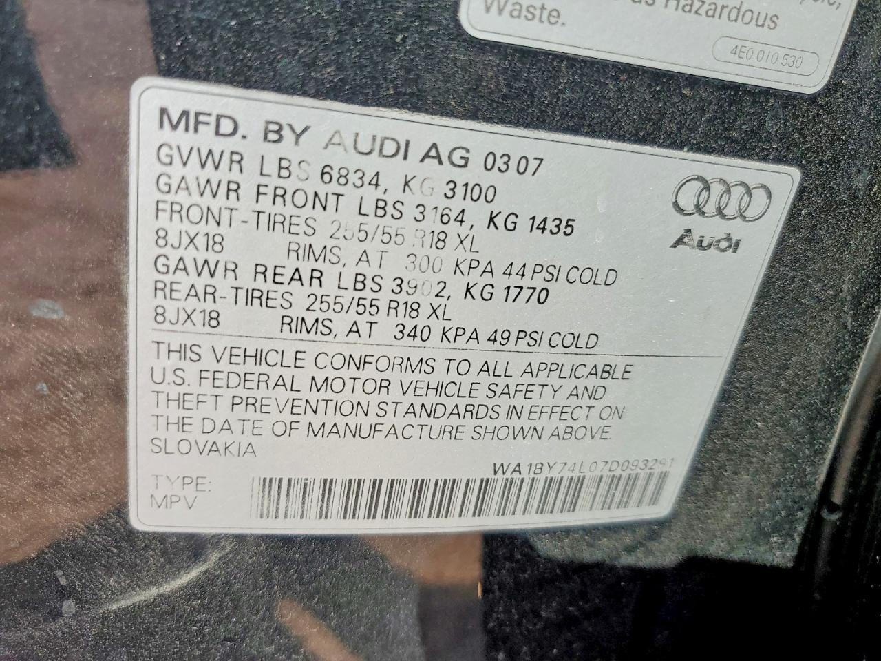 2007 AUDI Q7 3.6 QUATTRO PREMIUM photo 25