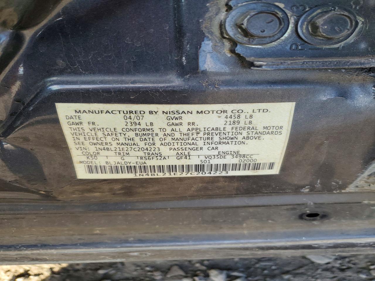 2007 NISSAN ALTIMA 3.5 SE photo 23