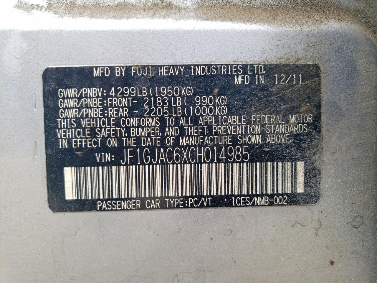 2012 SUBARU IMPREZA PREMIUM photo 23