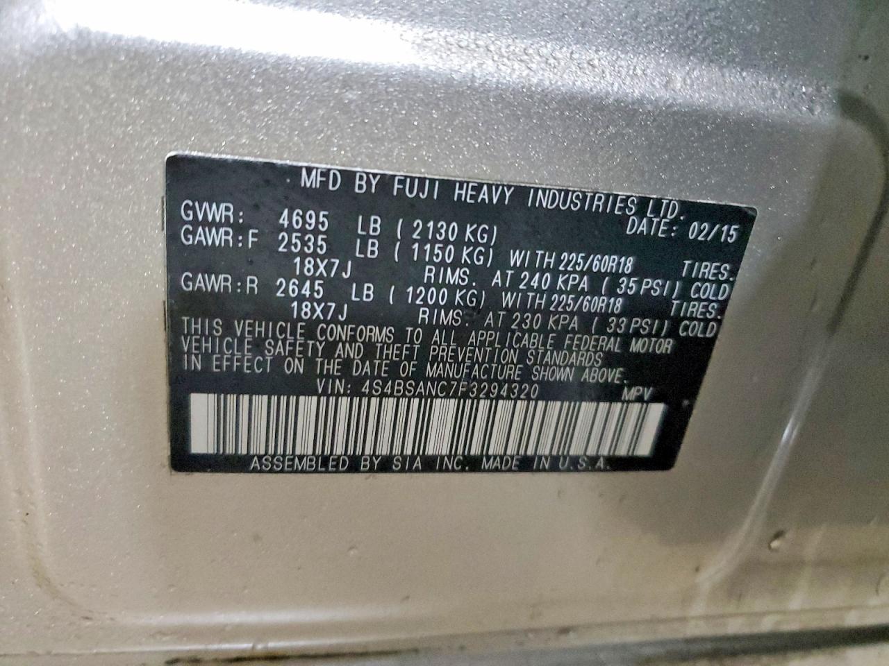 2015 SUBARU OUTBACK 2.5I LIMITED photo 27
