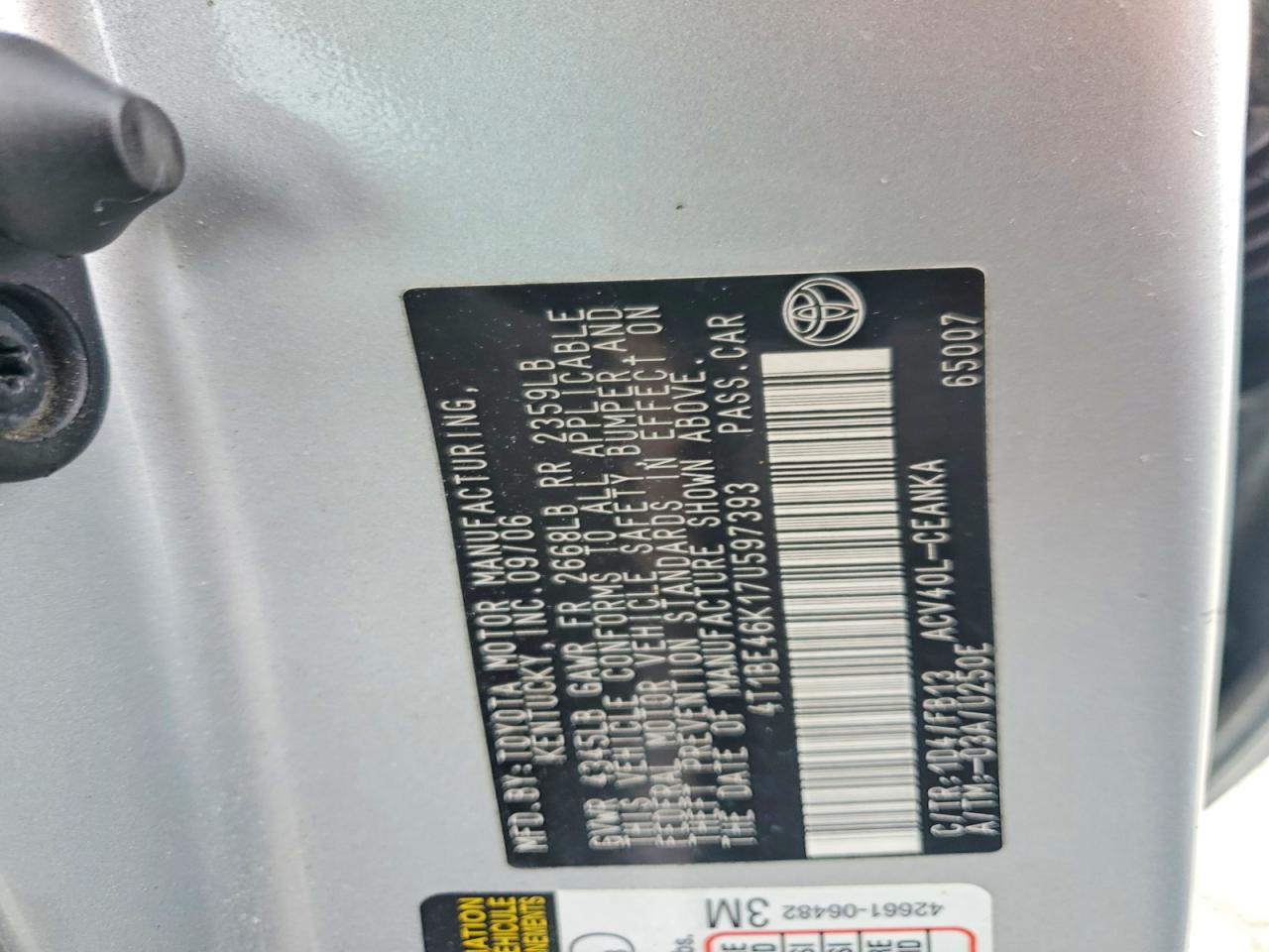 2007 TOYOTA CAMRY photo 23