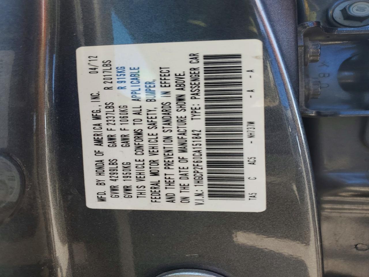 2012 HONDA ACCORD SE photo 34