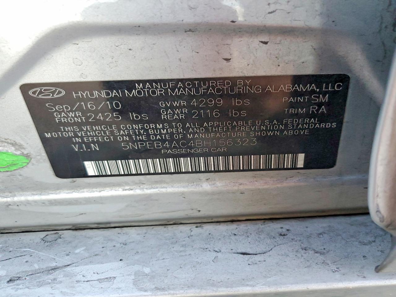 2011 HYUNDAI SONATA GLS photo 23