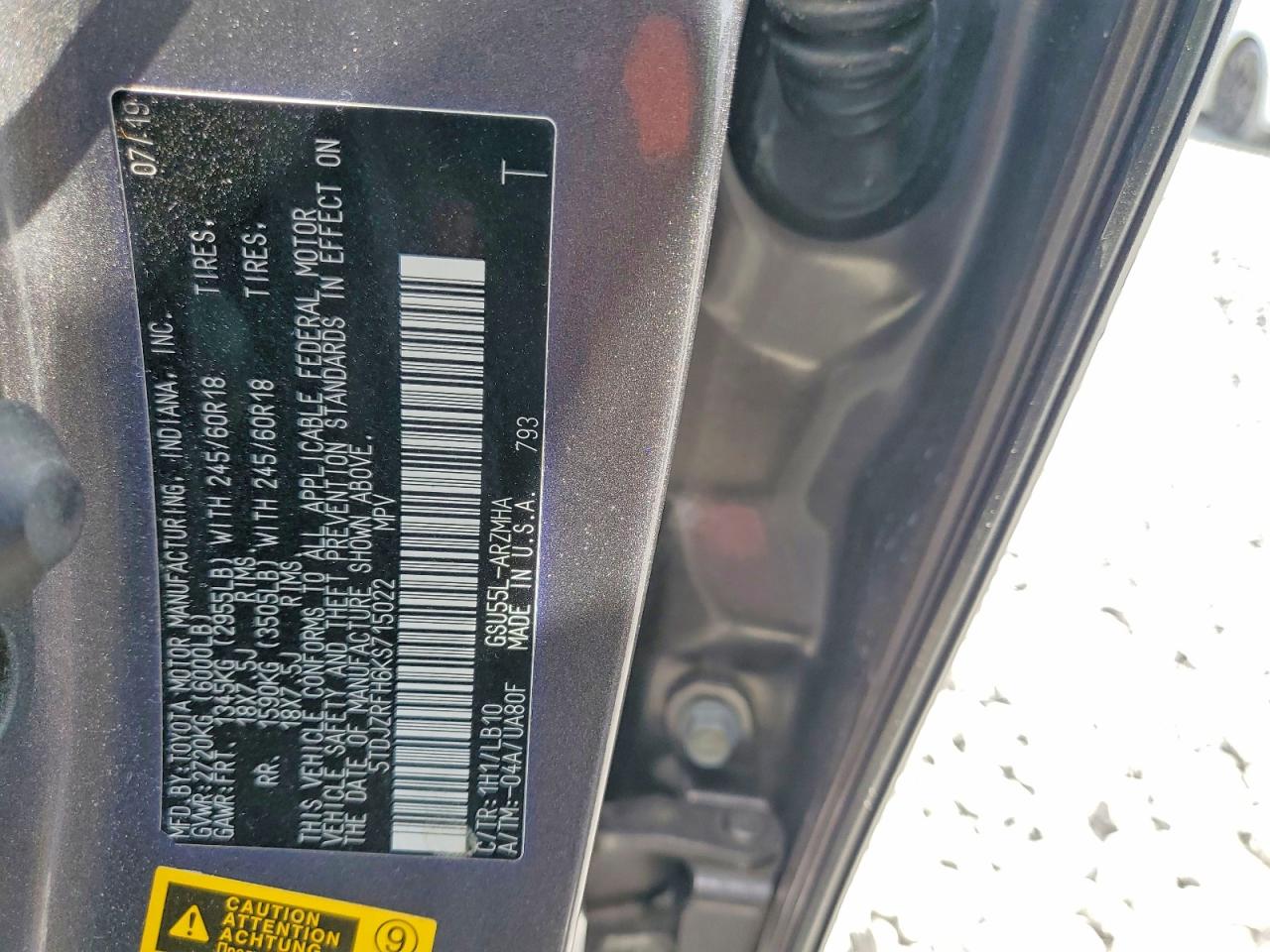 2019 TOYOTA HIGHLANDER XLE photo 37