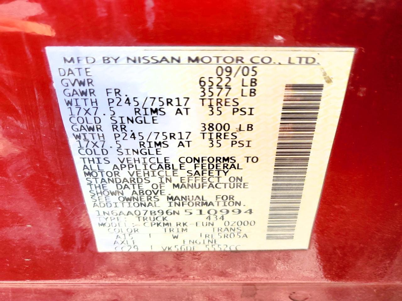 2006 NISSAN TITAN XE photo 23