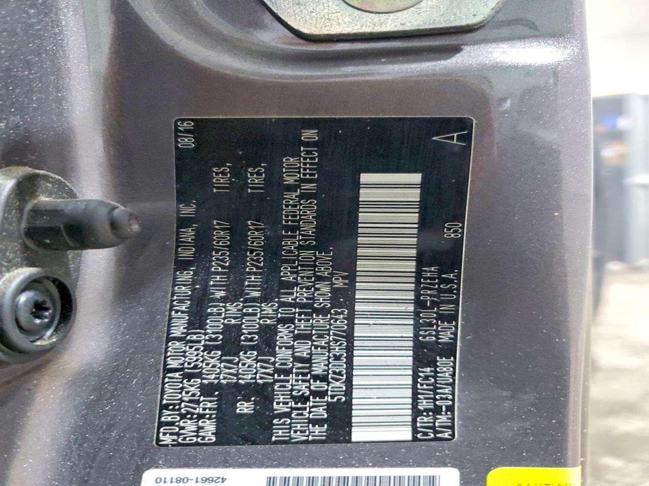 2017 TOYOTA SIENNA LE 8-PASSENGER photo 25