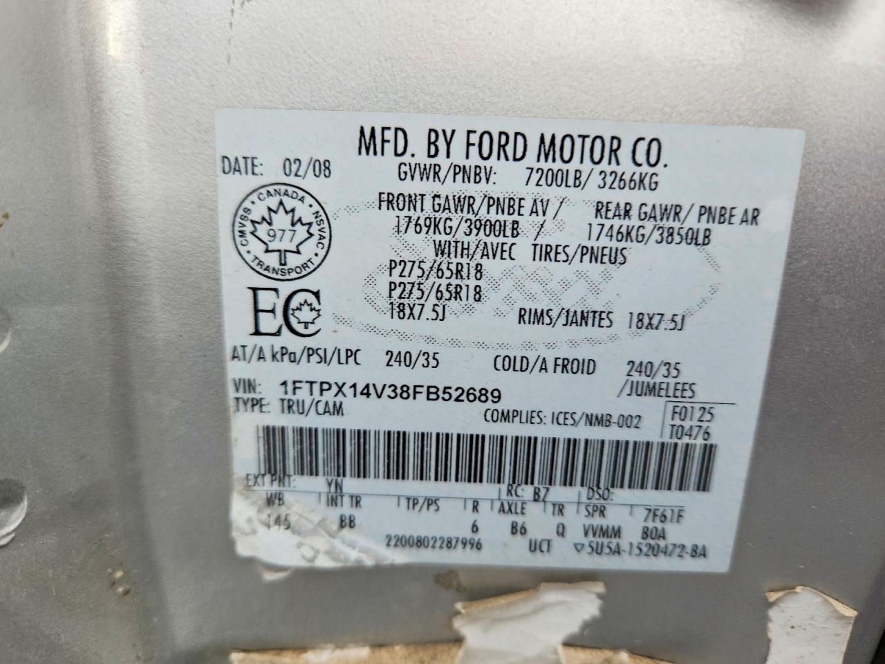 2008 FORD F150 photo 12