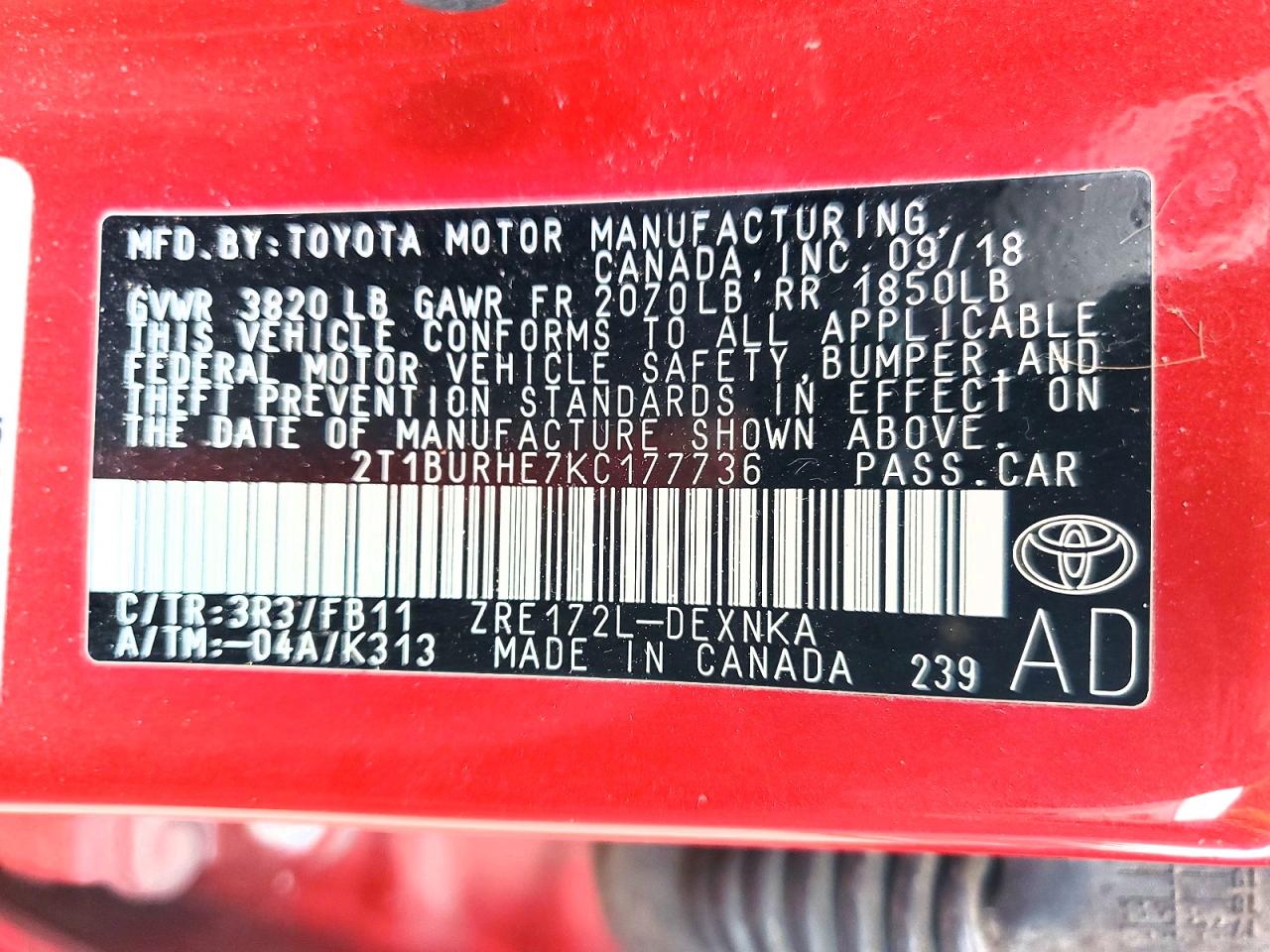 2019 TOYOTA COROLLA LE photo 23