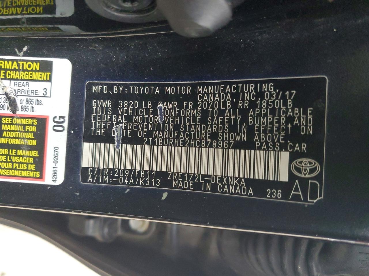 2017 TOYOTA COROLLA LE photo 23