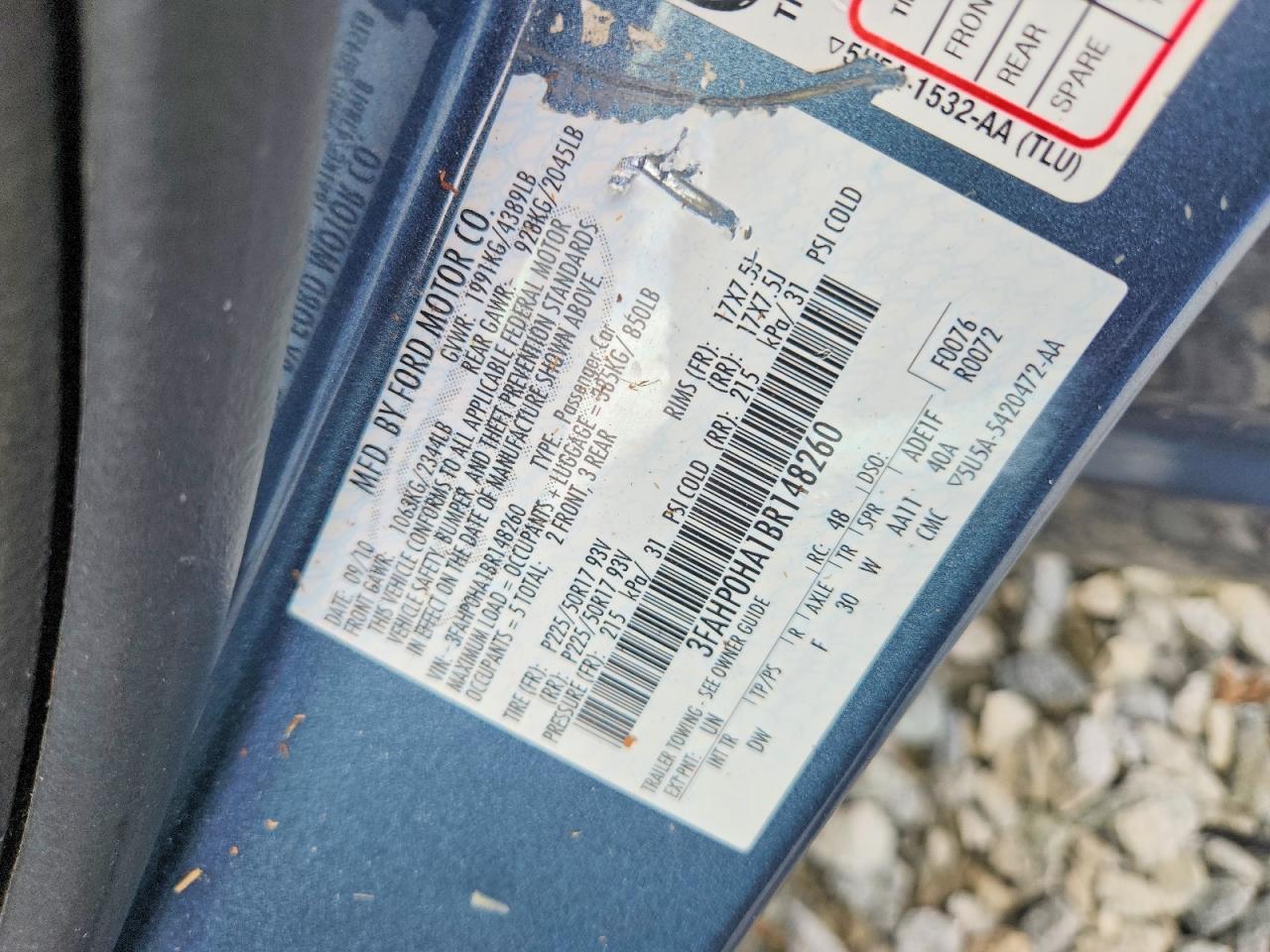 2011 FORD FUSION SE photo 12