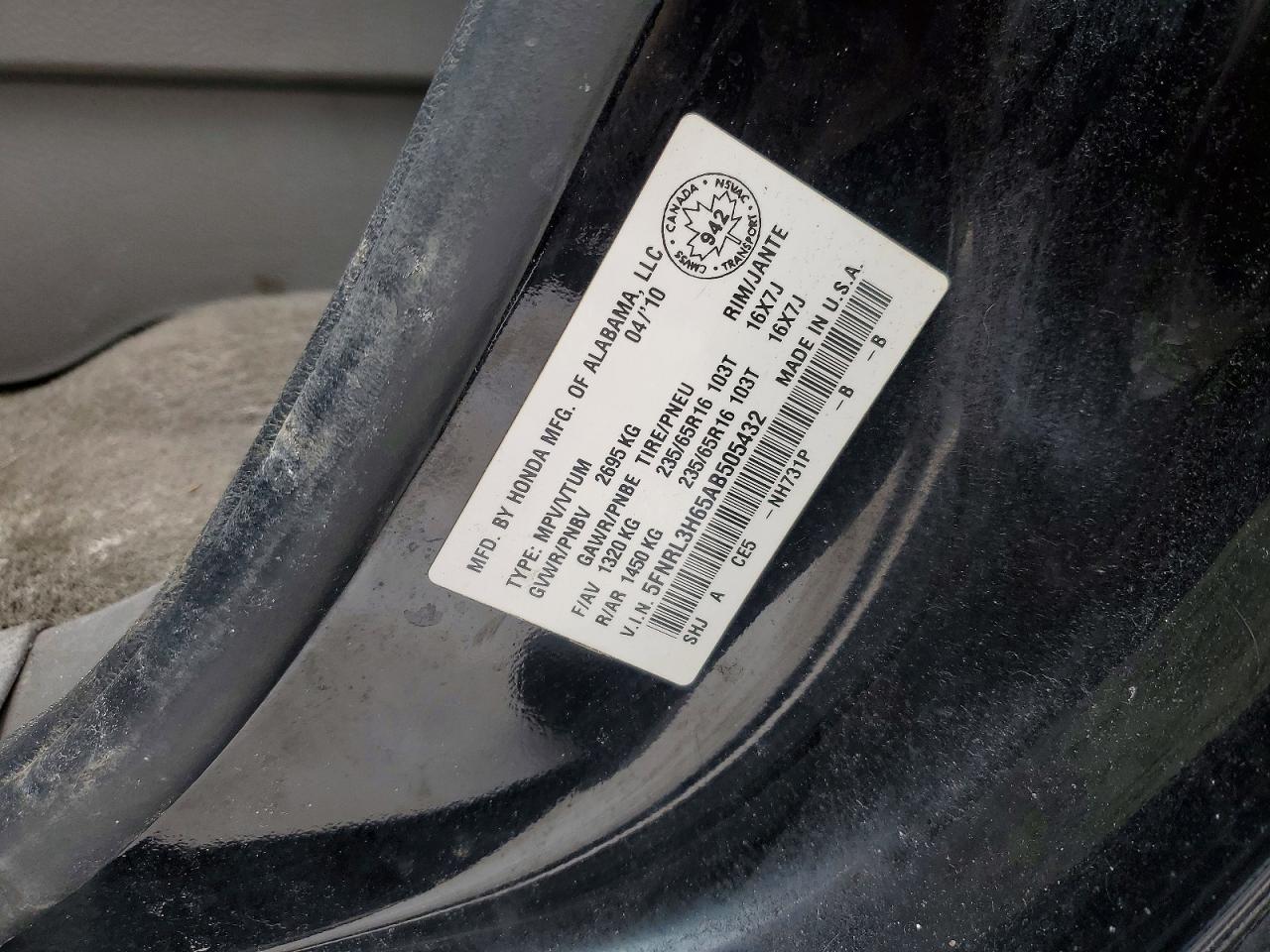 2010 HONDA ODYSSEY EXL photo 13