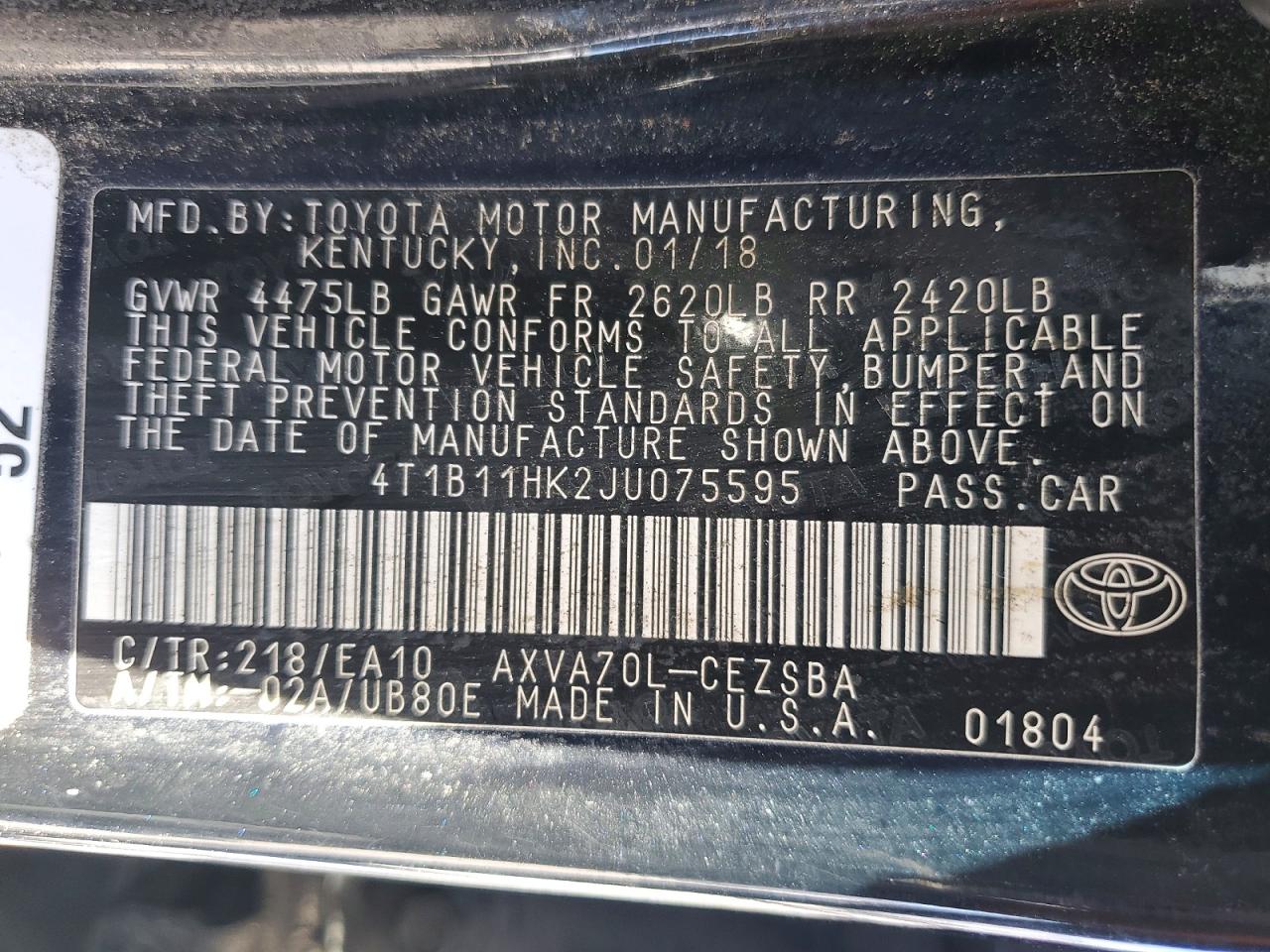 2018 TOYOTA CAMRY SE photo 12