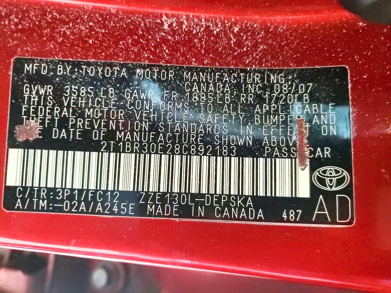 2008 TOYOTA COROLLA S photo 12