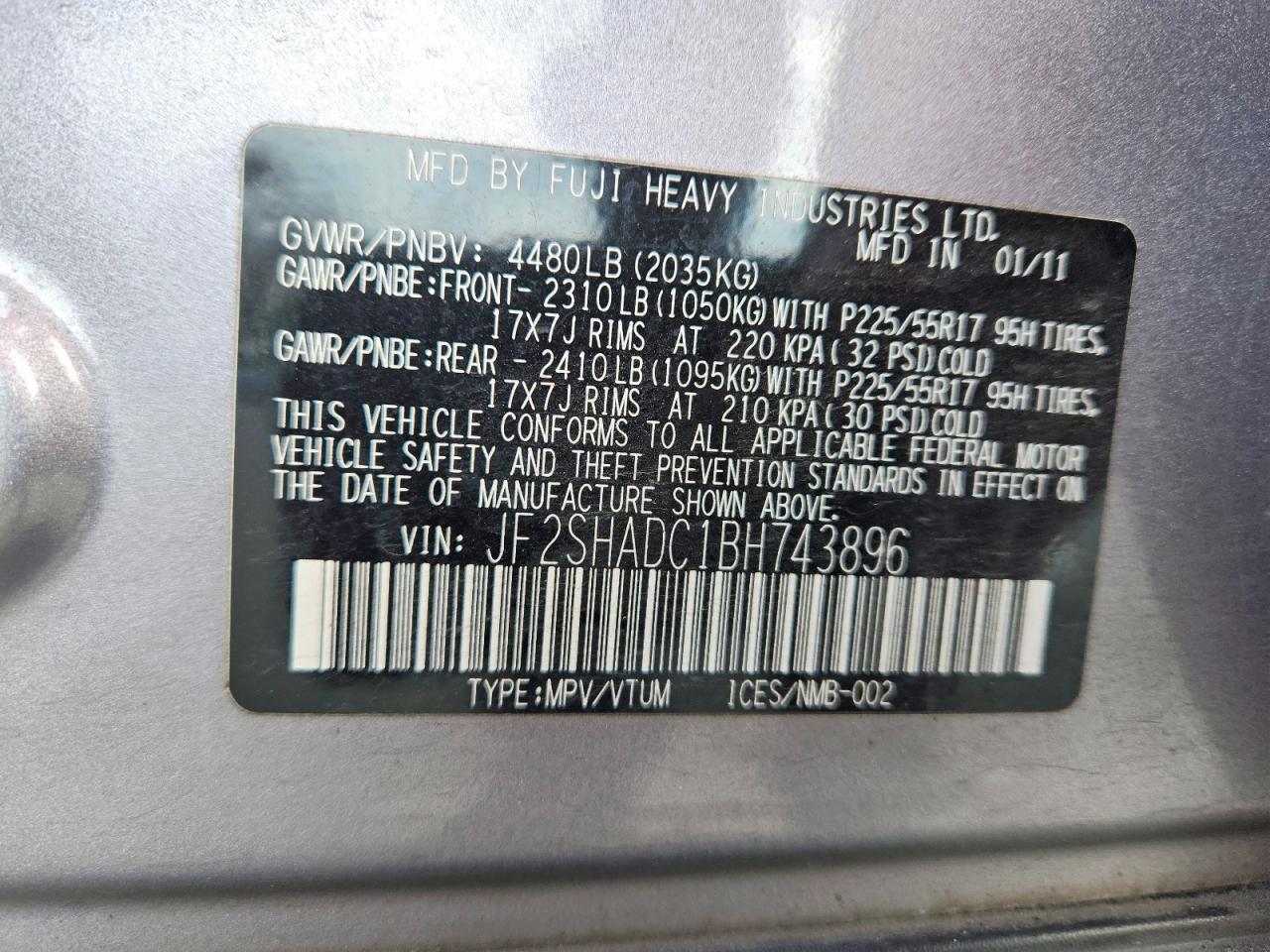 2011 SUBARU FORESTER 2.5X PREMIUM photo 12