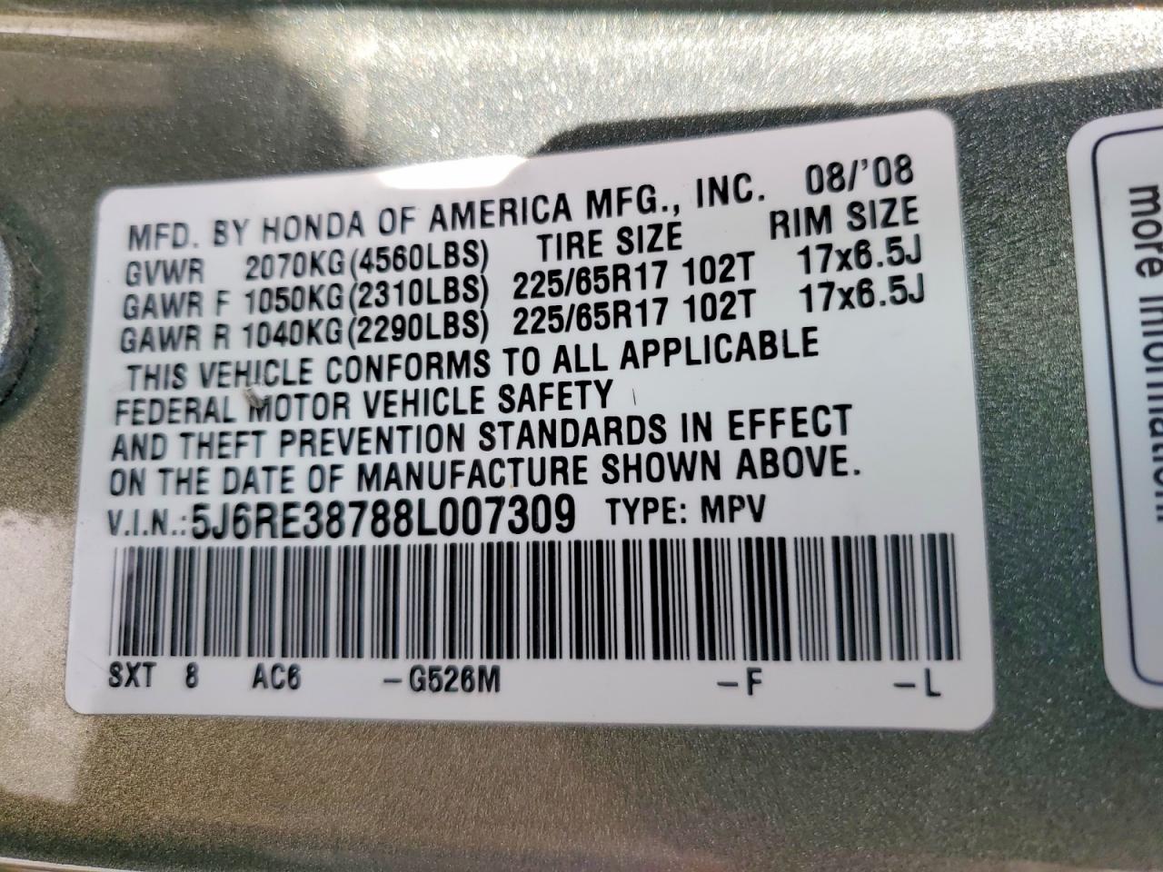 2008 HONDA CR-V EXL photo 13