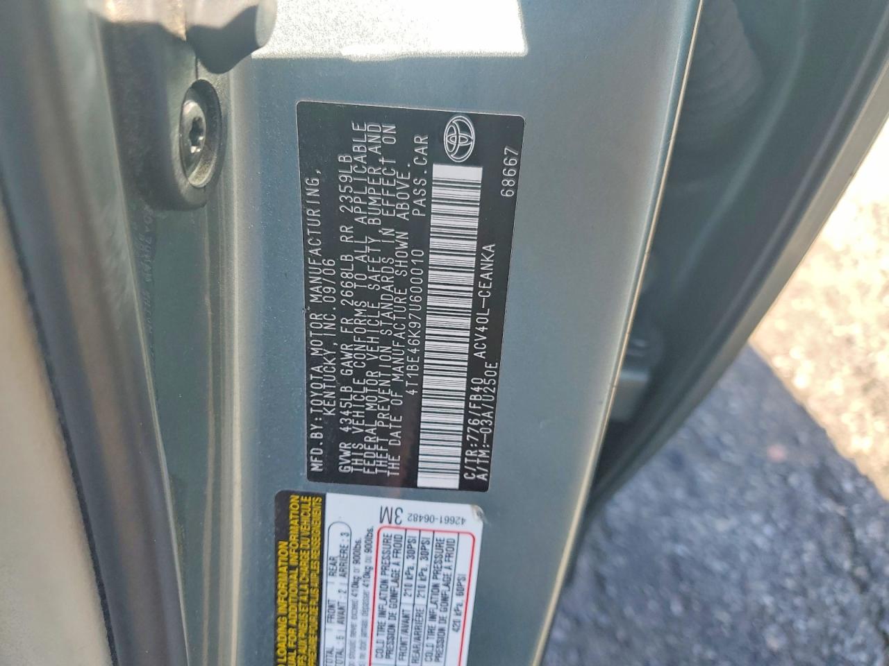 2007 TOYOTA CAMRY LE photo 12