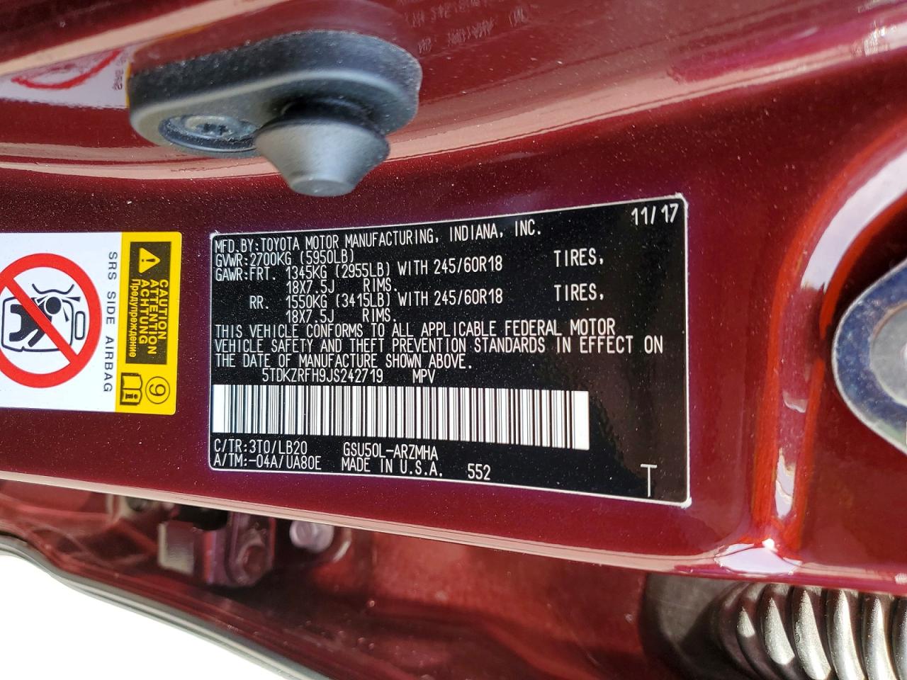 2018 TOYOTA HIGHLANDER XLE photo 25