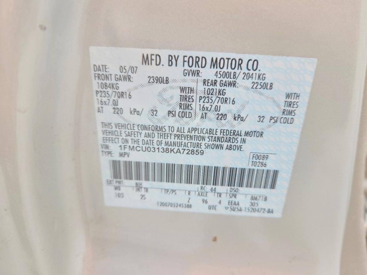 2008 FORD ESCAPE XLT photo 14