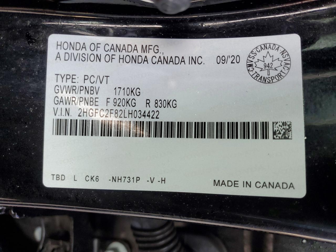 2020 HONDA CIVIC SPORT photo 12