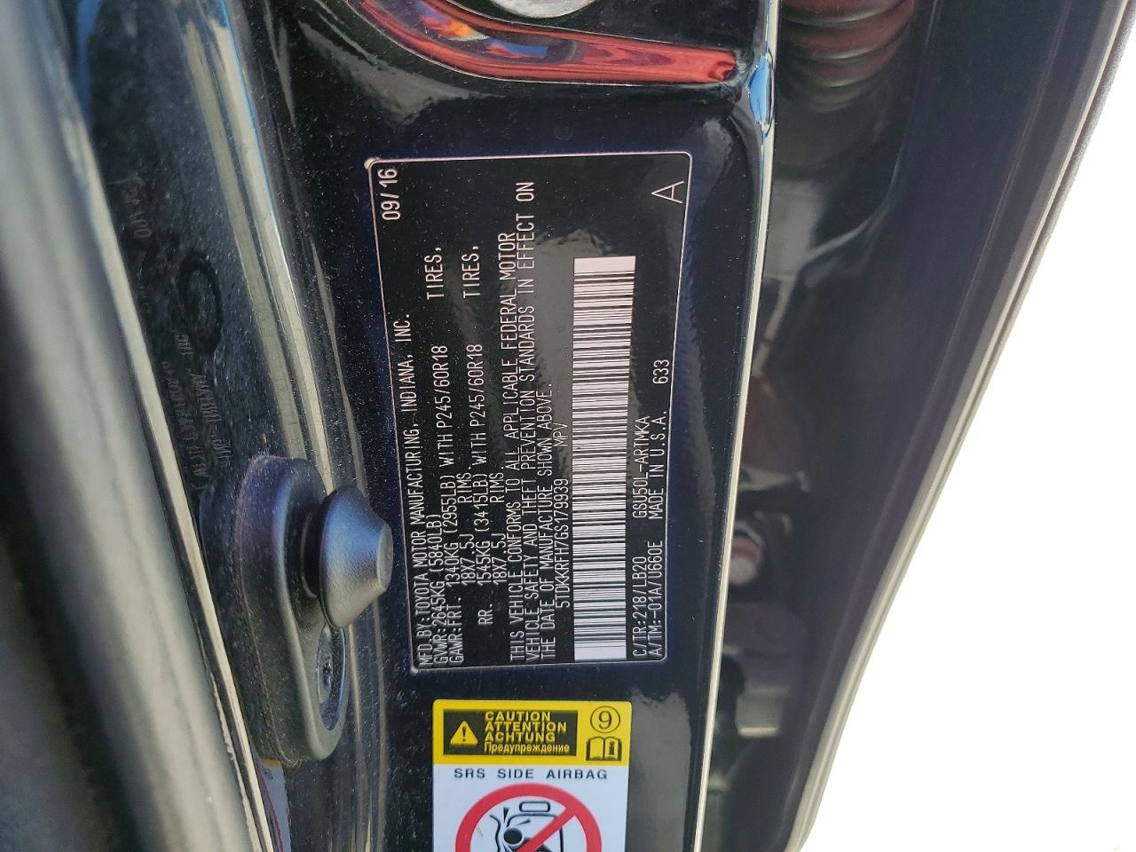 2016 TOYOTA HIGHLANDER XLE photo 13