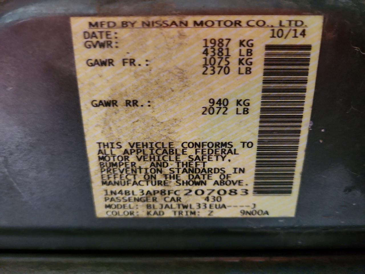 2015 NISSAN ALTIMA 3.5 SL photo 23