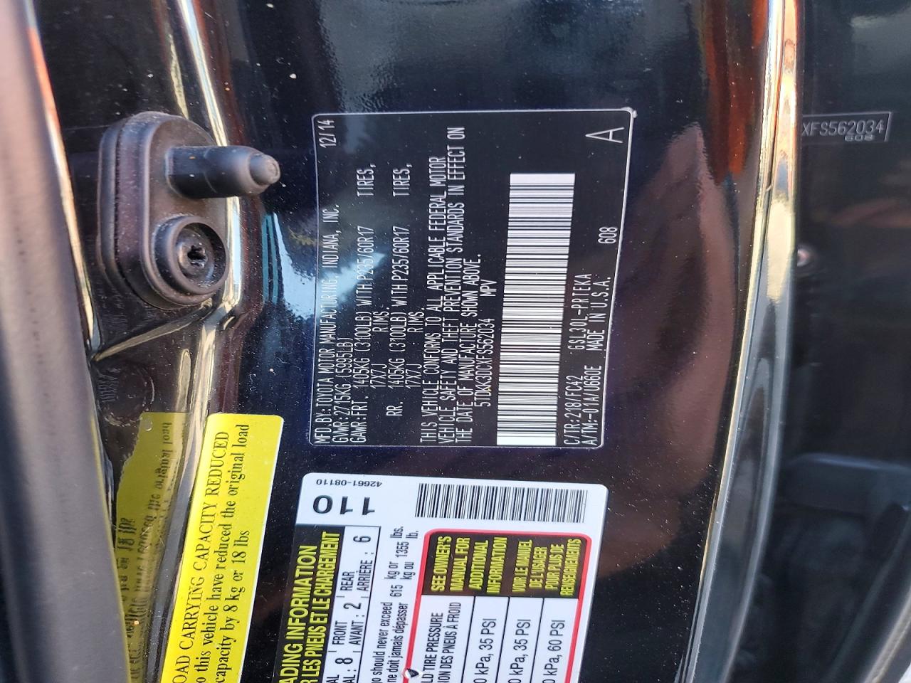 2015 TOYOTA SIENNA LE 8-PASSENGER photo 13
