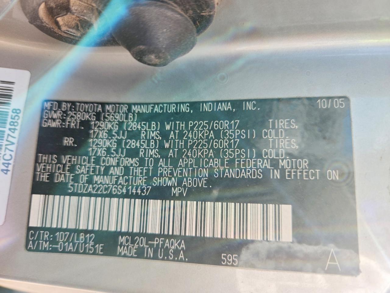 2006 TOYOTA SIENNA XLE 7 PASSENGER photo 37