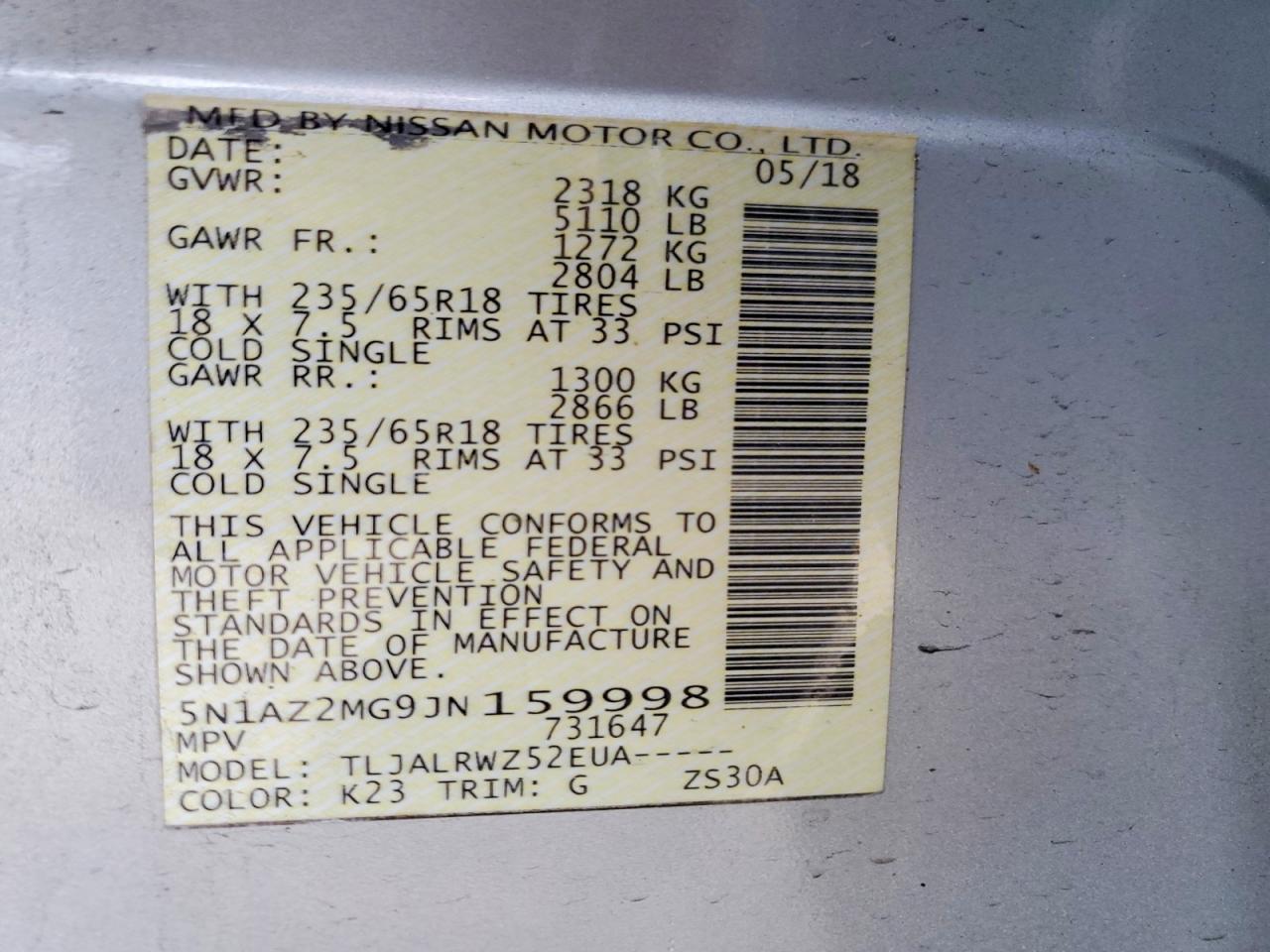 2018 NISSAN MURANO SL photo 27