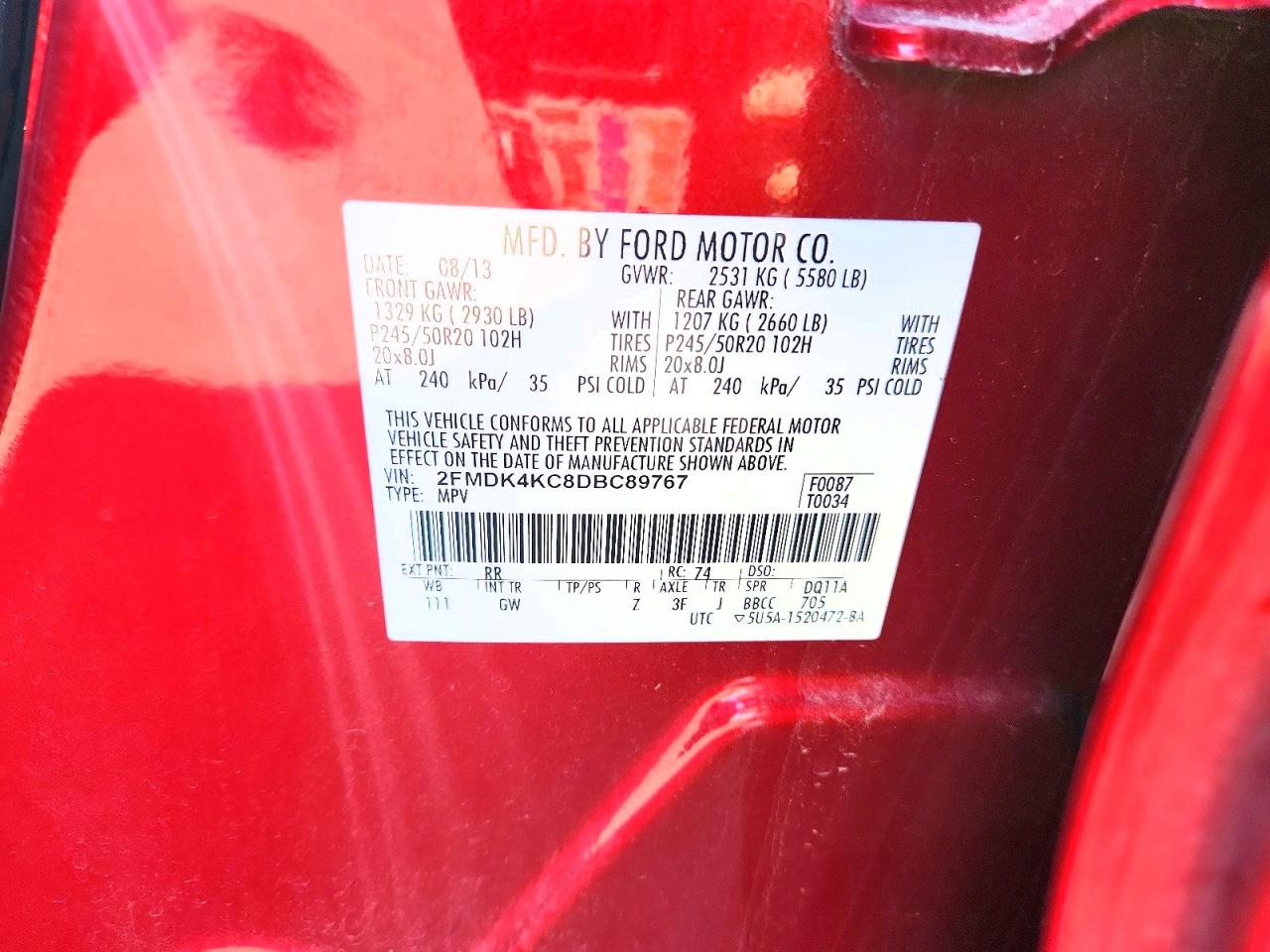 2013 FORD EDGE LIMITED photo 23
