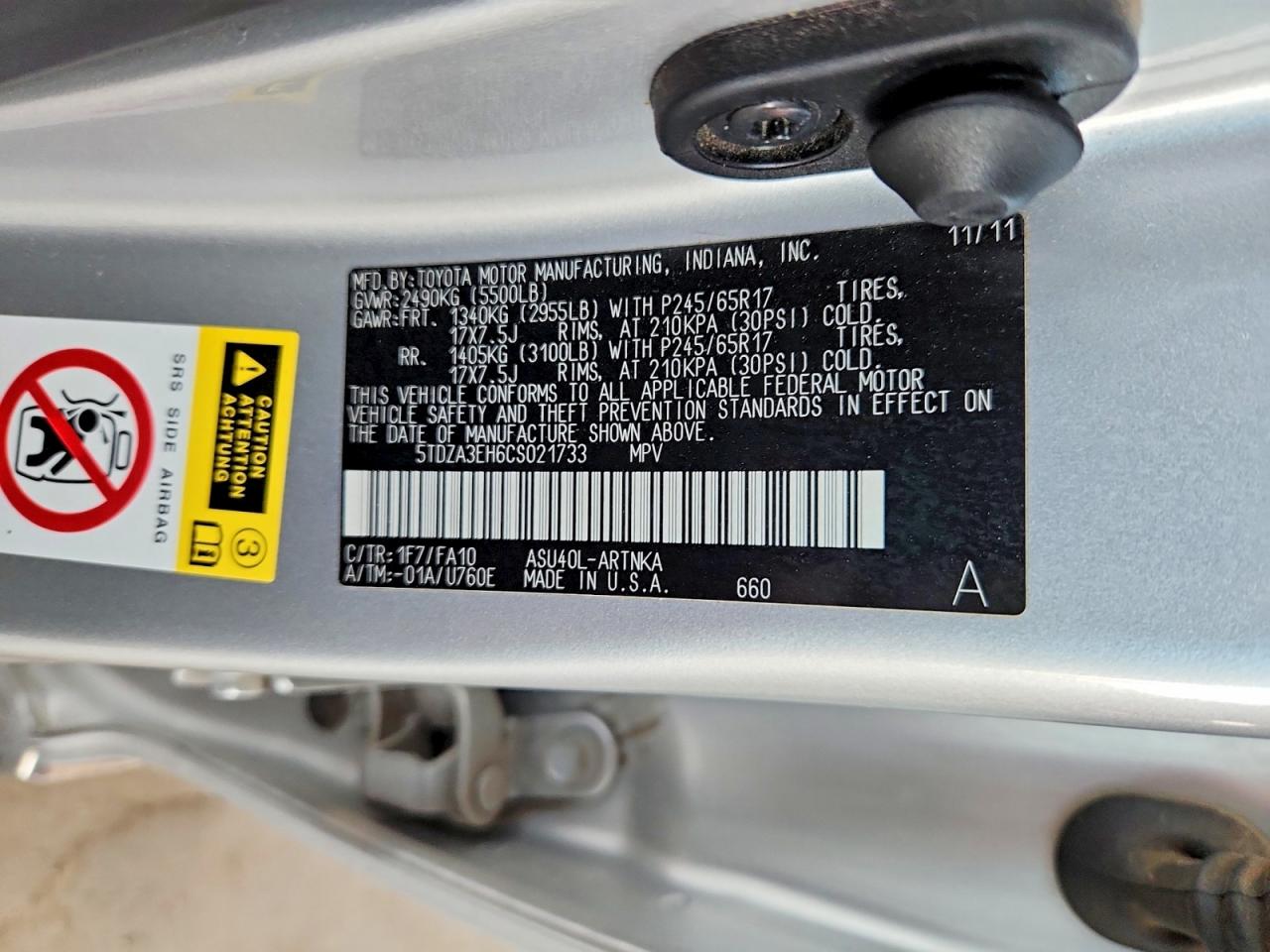 2012 TOYOTA HIGHLANDER BASE photo 37