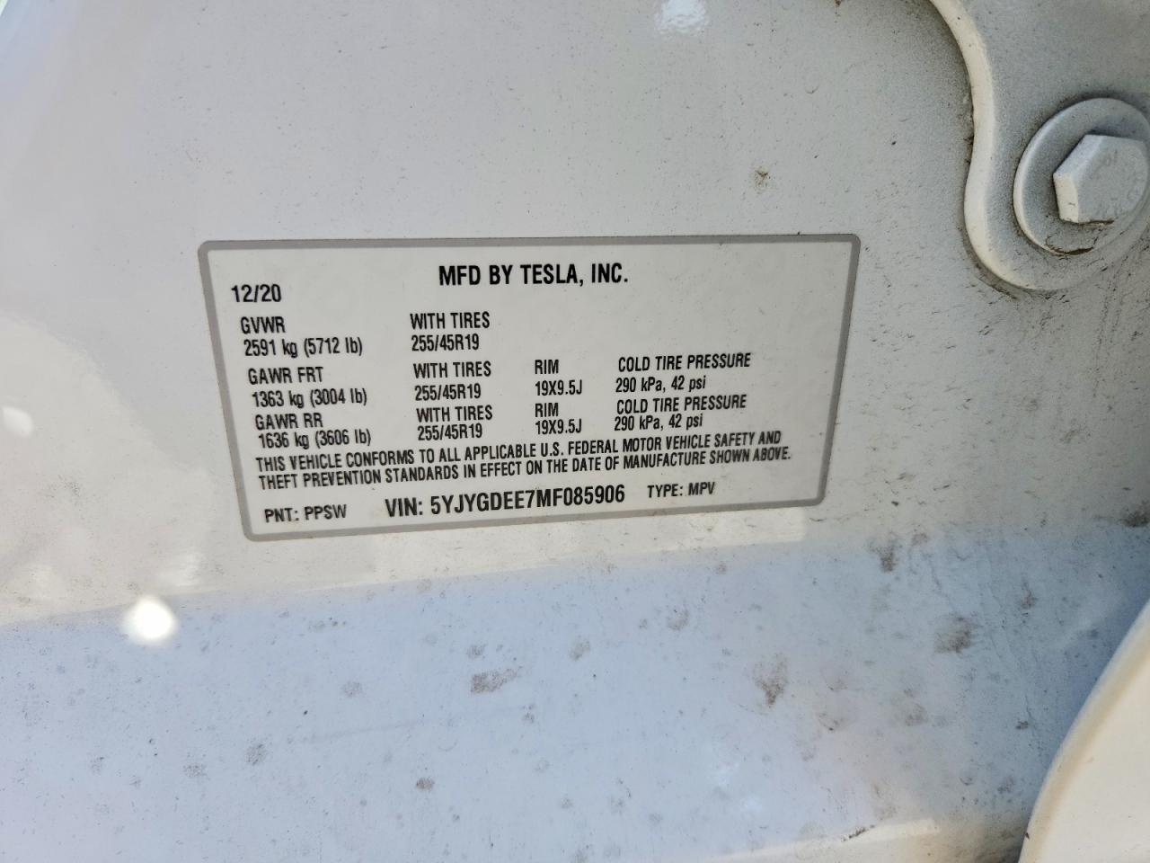 2021 TESLA MODEL Y photo 12