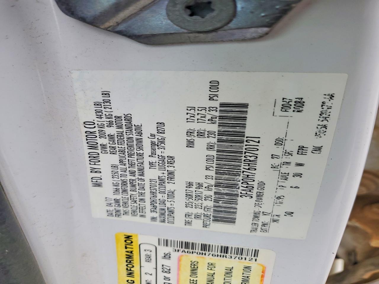 2017 FORD FUSION SE photo 25