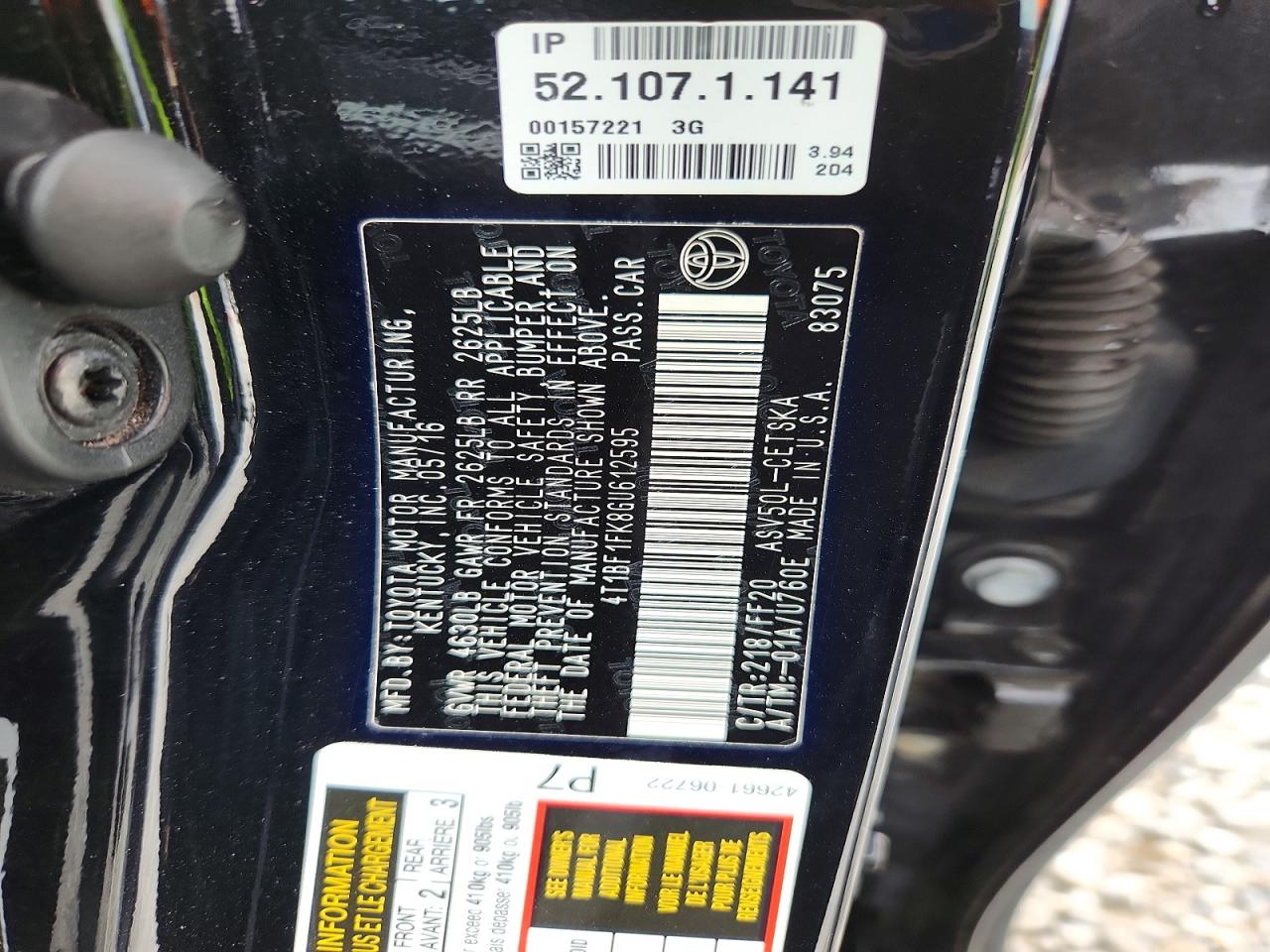 2016 TOYOTA CAMRY SE photo 12