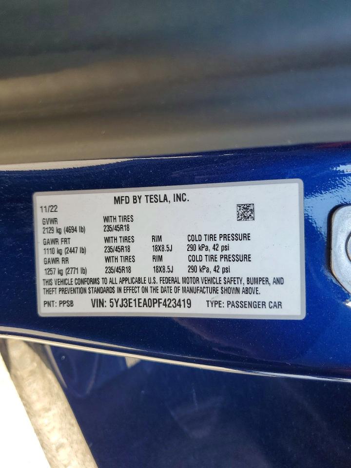 2023 TESLA MODEL 3 photo 13