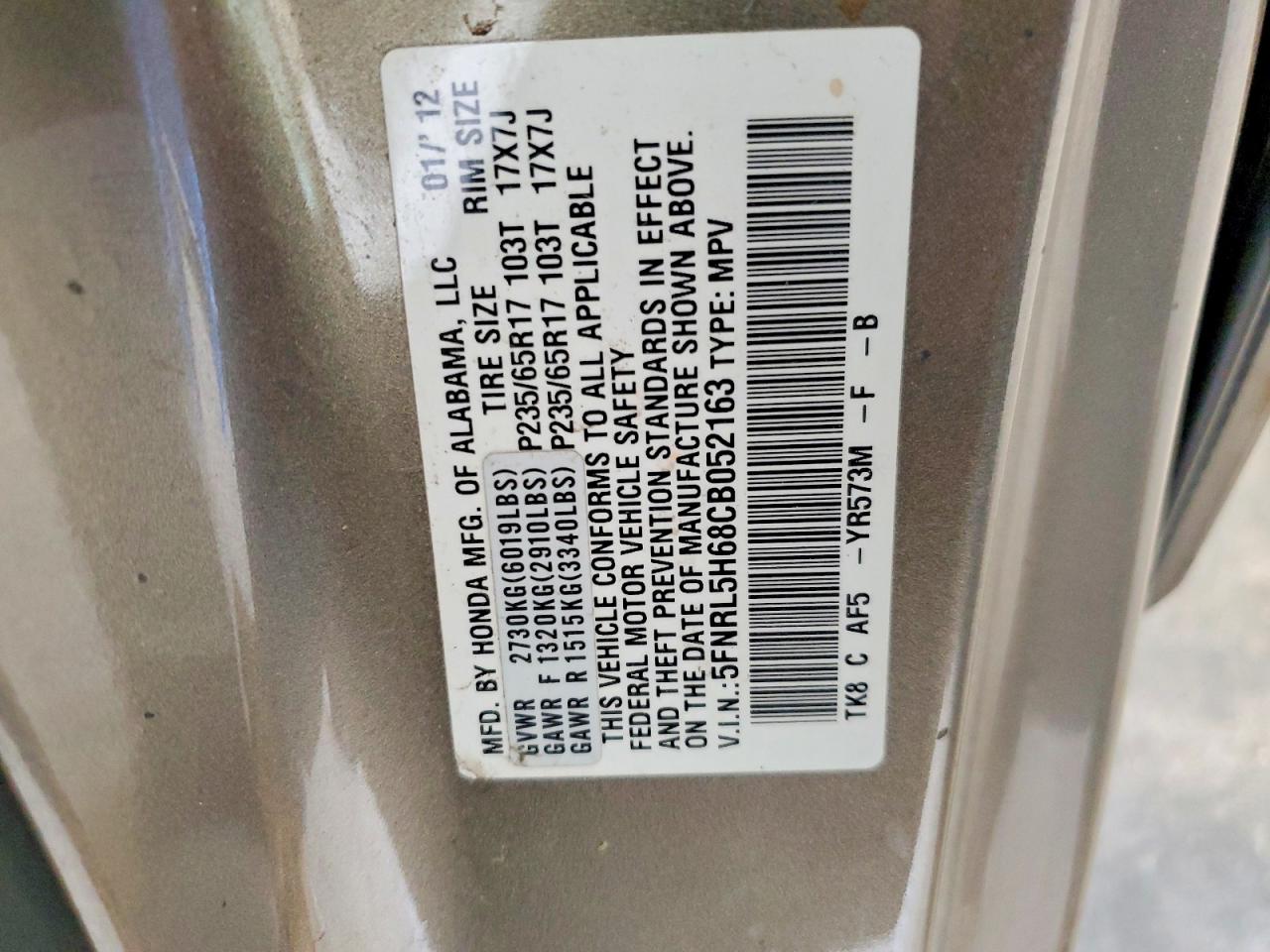 2012 HONDA ODYSSEY EXL photo 25