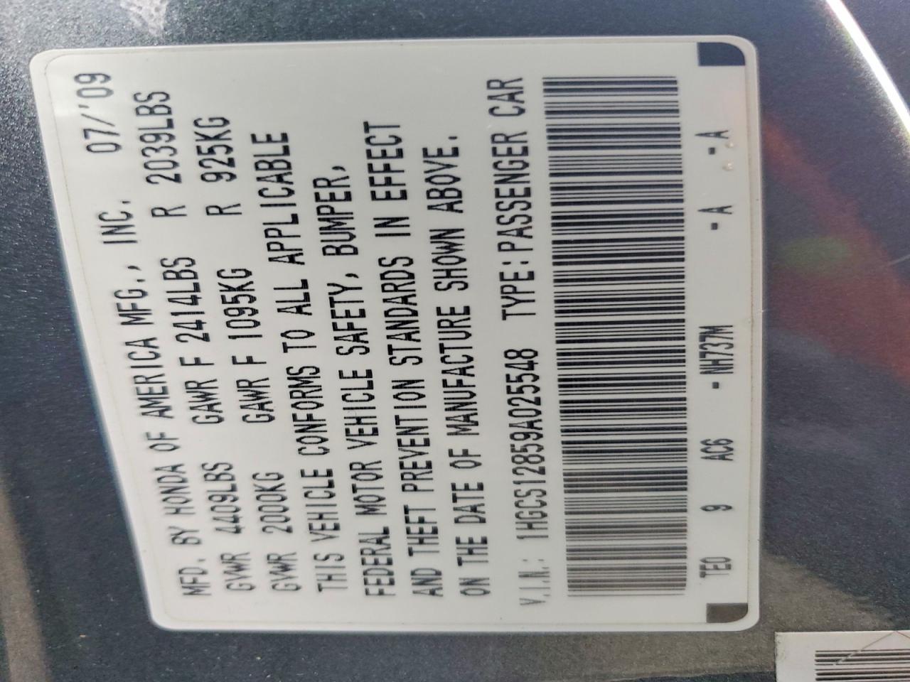 2009 HONDA ACCORD EXL photo 23