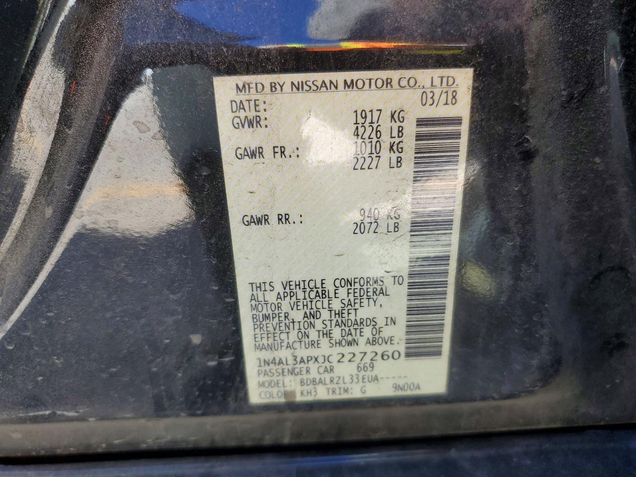 2018 NISSAN ALTIMA 2.5 SL photo 12