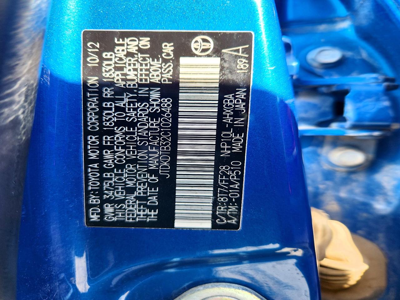 2012 TOYOTA PRIUS C THREE photo 12