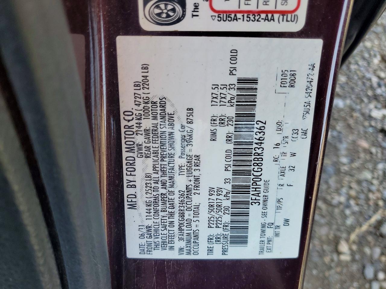 2011 FORD FUSION SEL photo 23