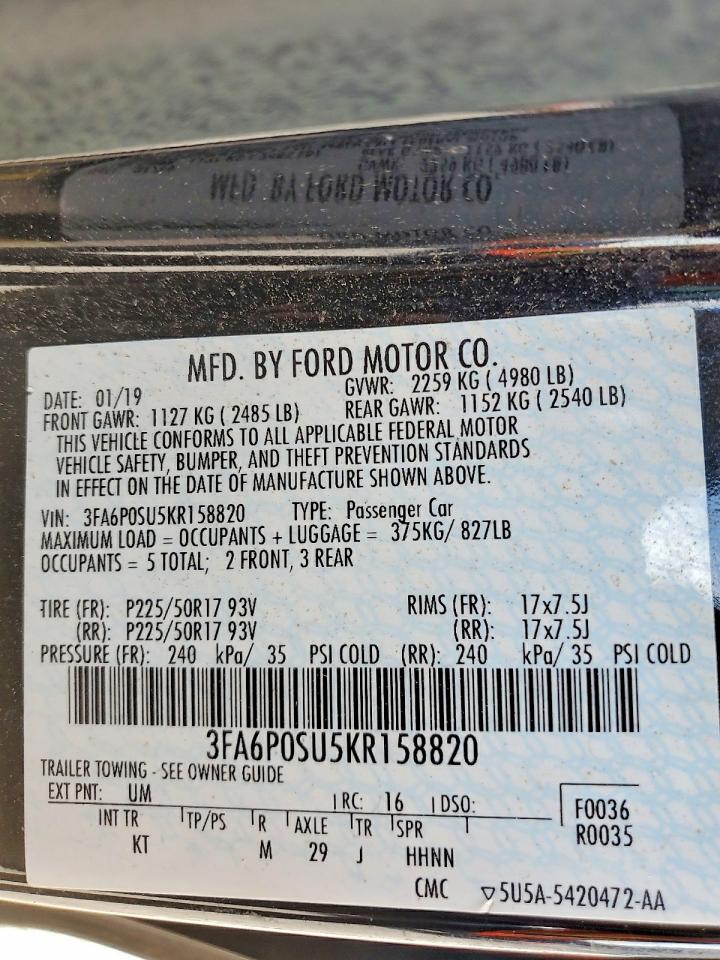 2019 FORD FUSION TITANIUM photo 12