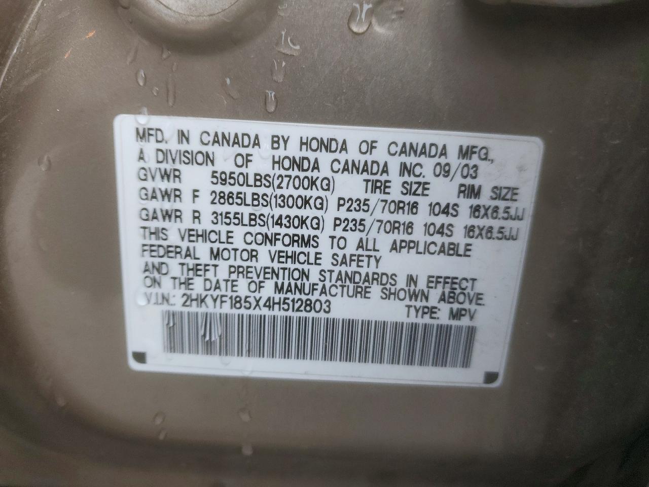 2004 HONDA PILOT EXL photo 13