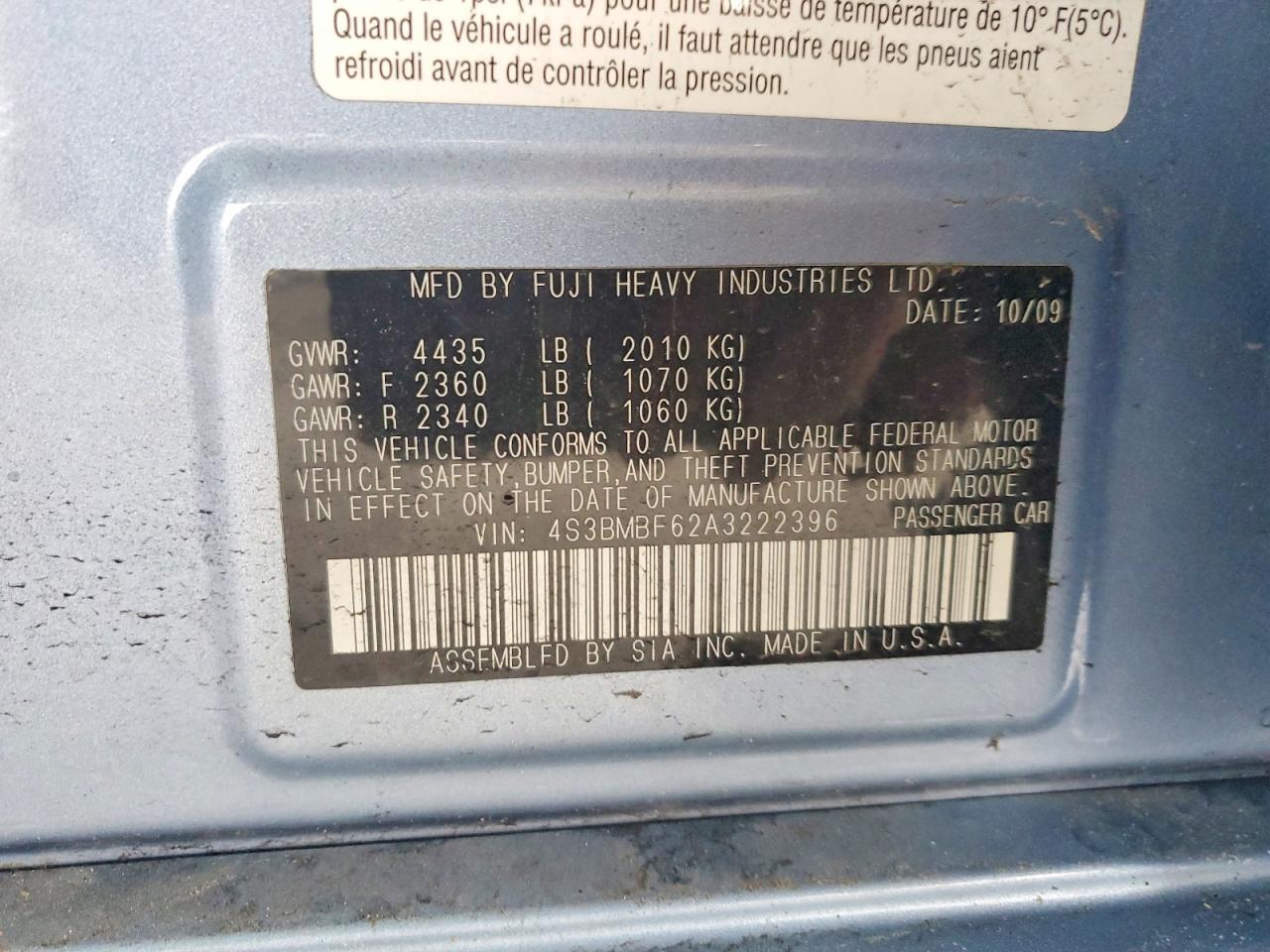 2010 SUBARU LEGACY 2.5I PREMIUM photo 23