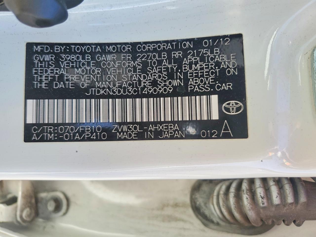 2012 TOYOTA PRIUS C photo 12