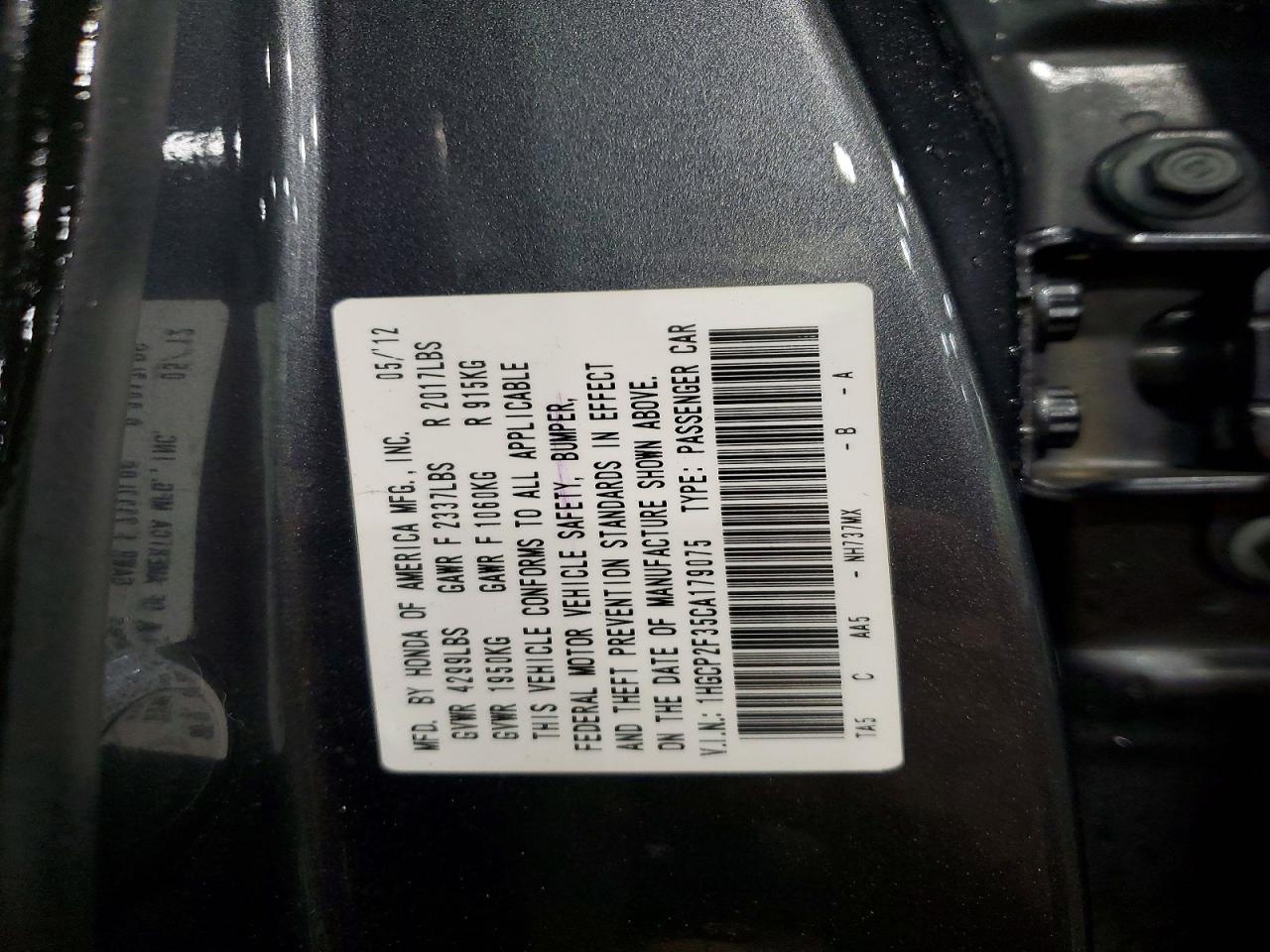 2012 HONDA ACCORD LX photo 13
